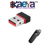 OkaeYa Mini Wi-Fi Receiver 300Mbps, 2.4GHz, Wireless Wi-Fi USB Adapter With K1 Wireless Stereo Headset